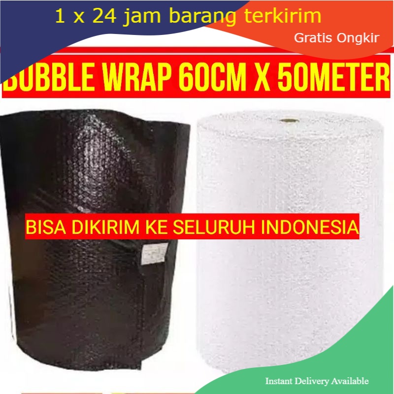 

Bubble Wrap 60cm x 50meter / 40cm x 50meter / 30Cm x 50Meter Hitam Bening Putih Susu Tebal Murah Terlaris