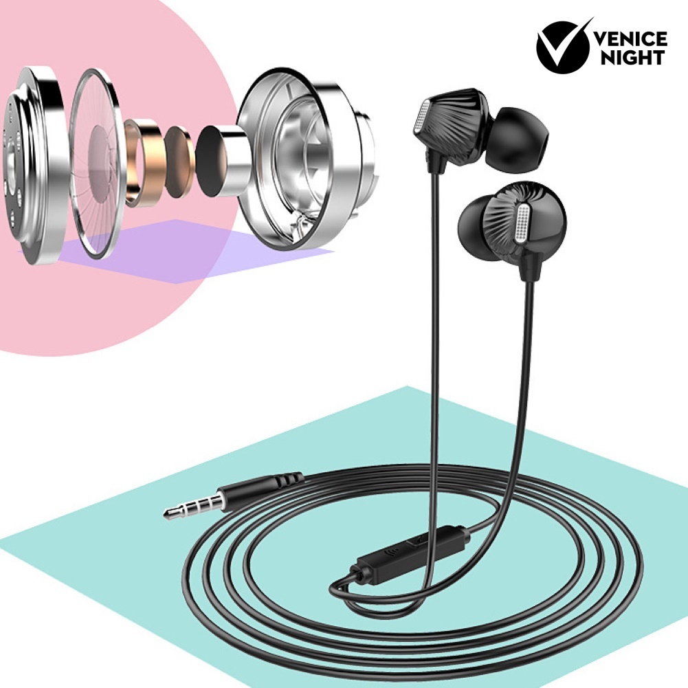 (VNEP) (Berkabel) Earphone In Ear HiFi Bass Dual Moving Coil Dengan Kabel Jack 3.5mm