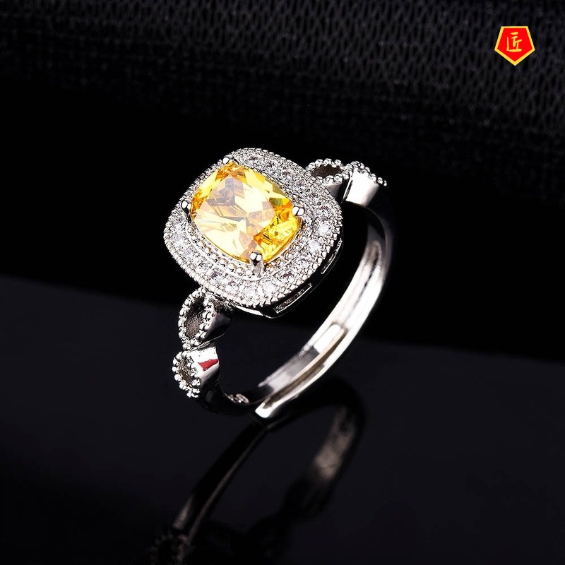 [Ready Stock]Moissanite Yellow Diamond Ring Luxury