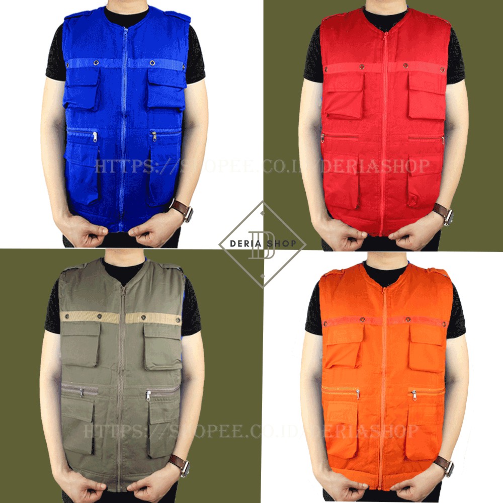 Rompi Pria Casual Bahan Drill Polos Anti Angin Dewasa Anak Jaket Motor Tactical Outdoor Cowok Murah 