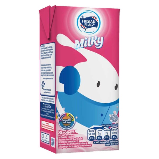 FRISIAN FLAG MILKY STROBERI KOTAK 180ML / SUSU UHT