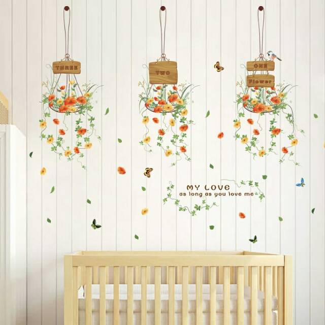 RELIZA WALL STICKER POT GANTUNG TANAMAN BUNGA HANGING XL7106 STIKER DINDING WALLSTICKER