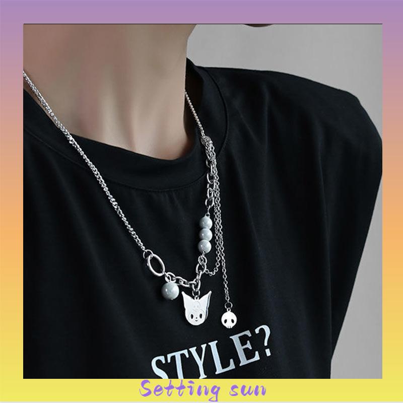 Kalung Rantai Mutiara Mosaik Multilayer TN