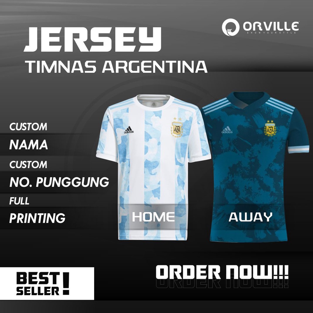 JERSEY TIMNAS ARGENTINA HOME / AWAY TERBARU 2021 FULL PRINTING FREE NAME & NOMER PUNGGUNG