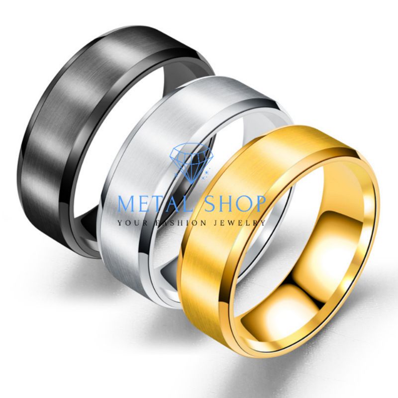 Cincin Titanium Pria Wanita Warna Doff Anti Karat