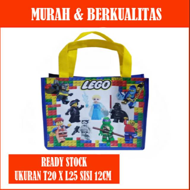 

Tas souvenir ultah LEGO model tenteng/goodie bag ultah LEGO tenteng