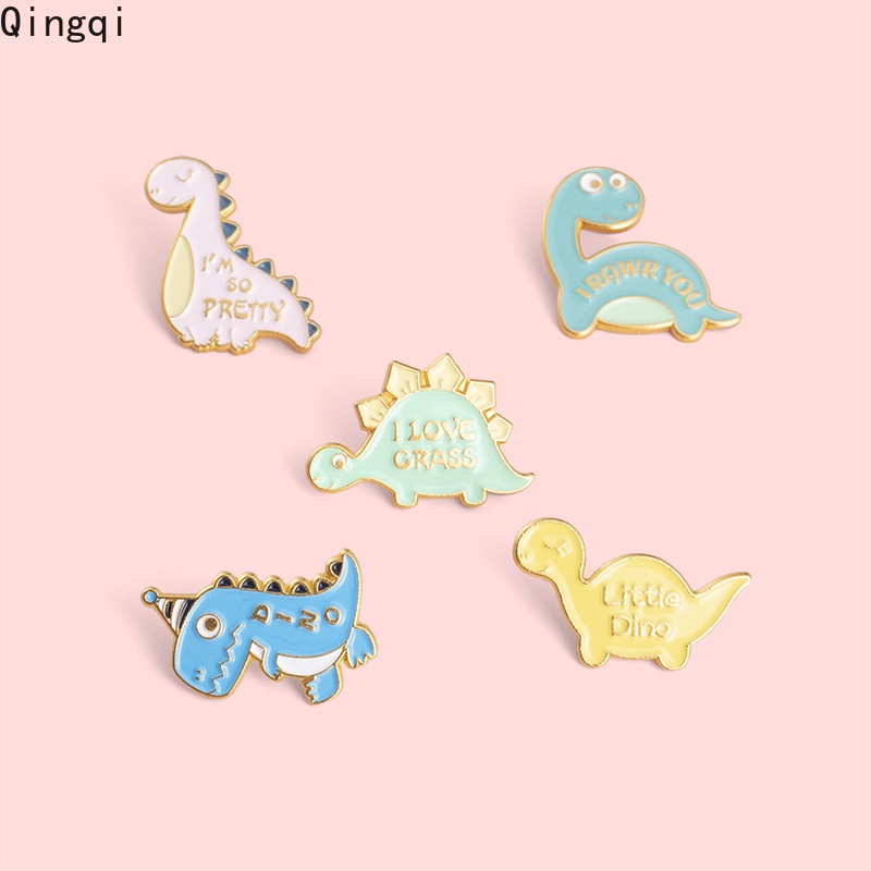 Bros Pin Enamel Desain Kartun Dinosaurus Dialog Untuk Anak