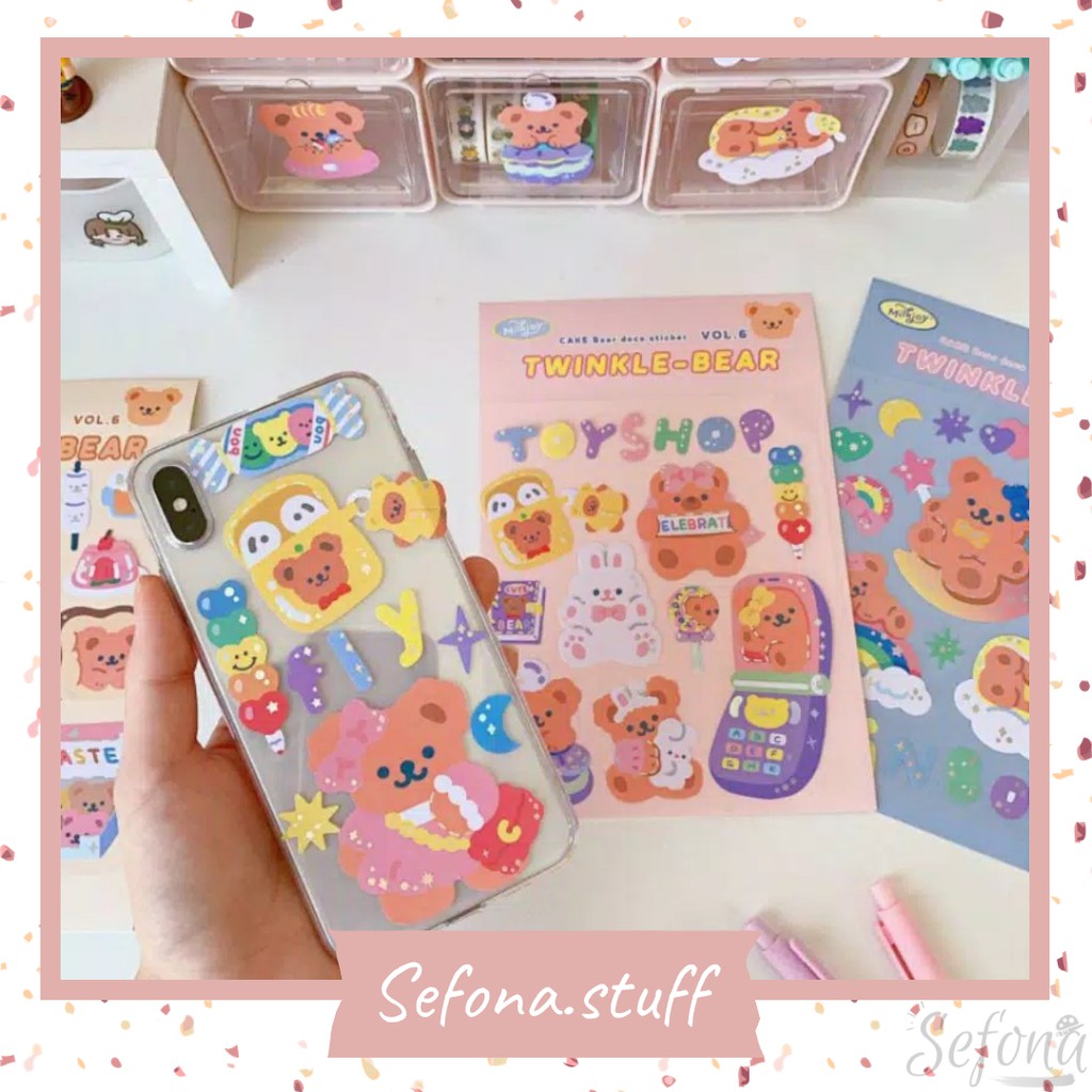 Stiker / Deco Sticker Twinkle Bear Milkjoy Beruang | Journal DIY Scrapbook Bujo Aesthetic Lucu Unik
