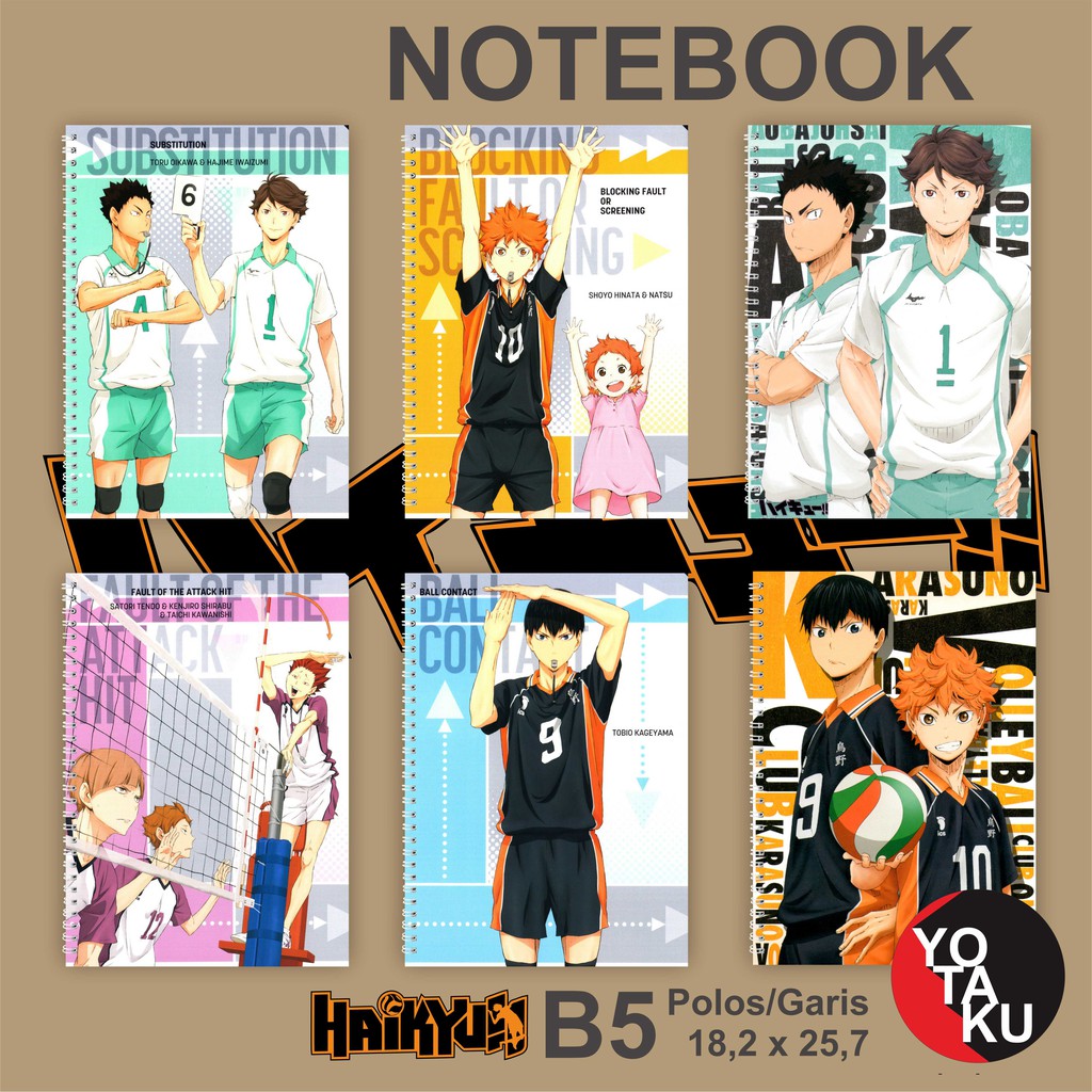 

Notebook Anime HAIKYUU Ukuran B5 18,2 x 25,7 cm Garis atau Polos Buku Catatan YOTAKUSHOP haikyu