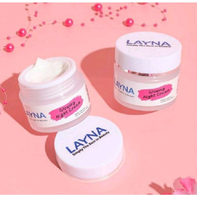 Skincare BPOM Glowing, Glowing Night Cream, Brightening, Layna Skincare