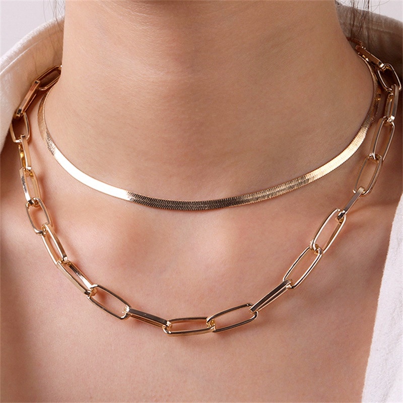 Kalung Choker Rantai Ular Multilayer Gaya Bohemian Untuk Wanita