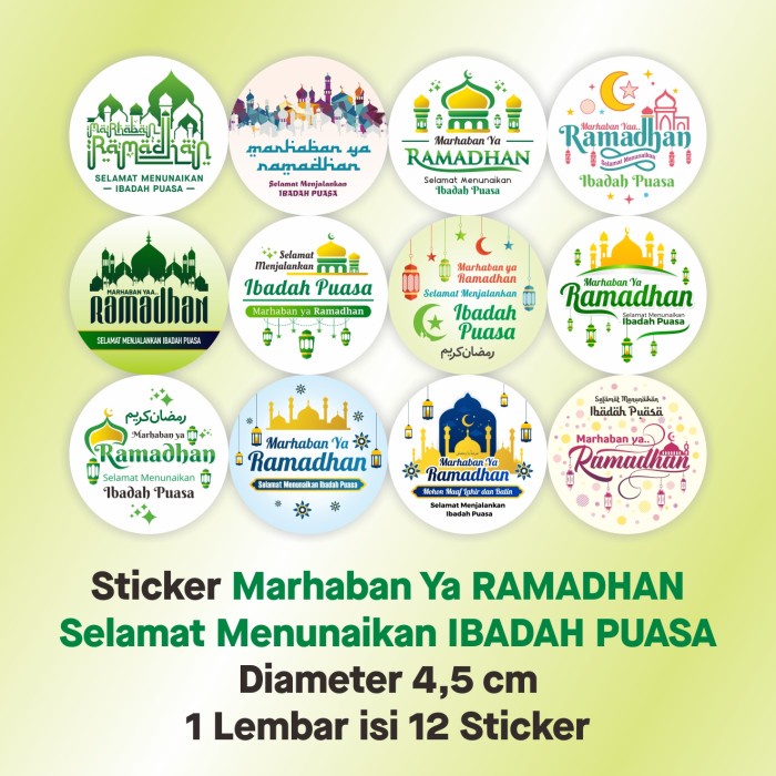 

Sticker Marhaban ya Ramadhan Stiker Label Selamat Menjalankan Menunaikan Ibadah Puasa Diameter 4,5 cm (1 Lembar isi 12 Sticker)