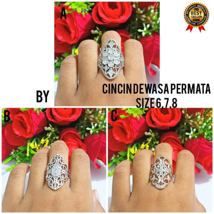 Cincin Dewasa Dubai Permata Zircon Gold dan Silver perhiasan Wanita (COD)