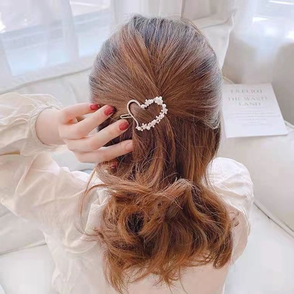 Jepit Rambut Bentuk Bunga Daisy Aksen Berlian Imitasi
