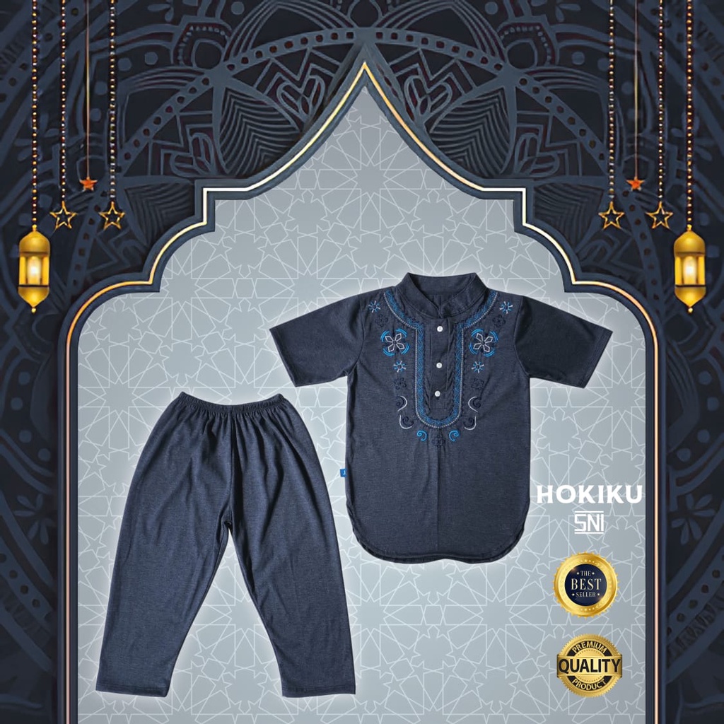 HOKIKU SETELAN BAJU MUSLIM ANAK LAKI-LAKI KOKO MADINAH ADAM SET ANAK LAKI LAKI PAKAIAN MUSLIM SET BAJU LEBARAN PENDEK CELANA PANJANG ANAK 1 - 4 TAHUN