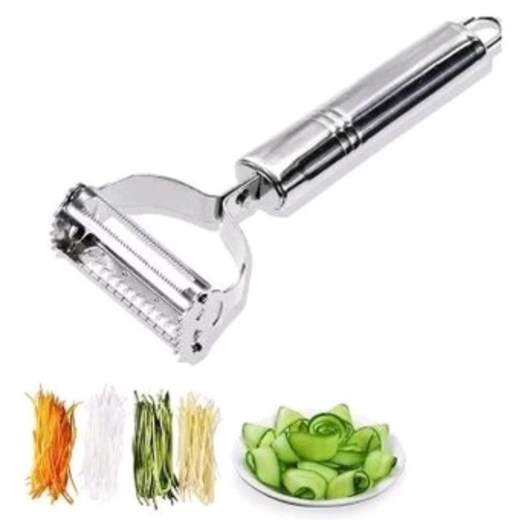 Pisau Pengupas Kulit Pemotong Buah Sayur Wortel Kentang Apel Peeler Stainless 2 in 1