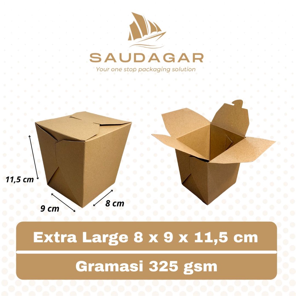 Food pail / paper rice box / lunch box paper / kotak makan kertas kraft EXTRA LARGE