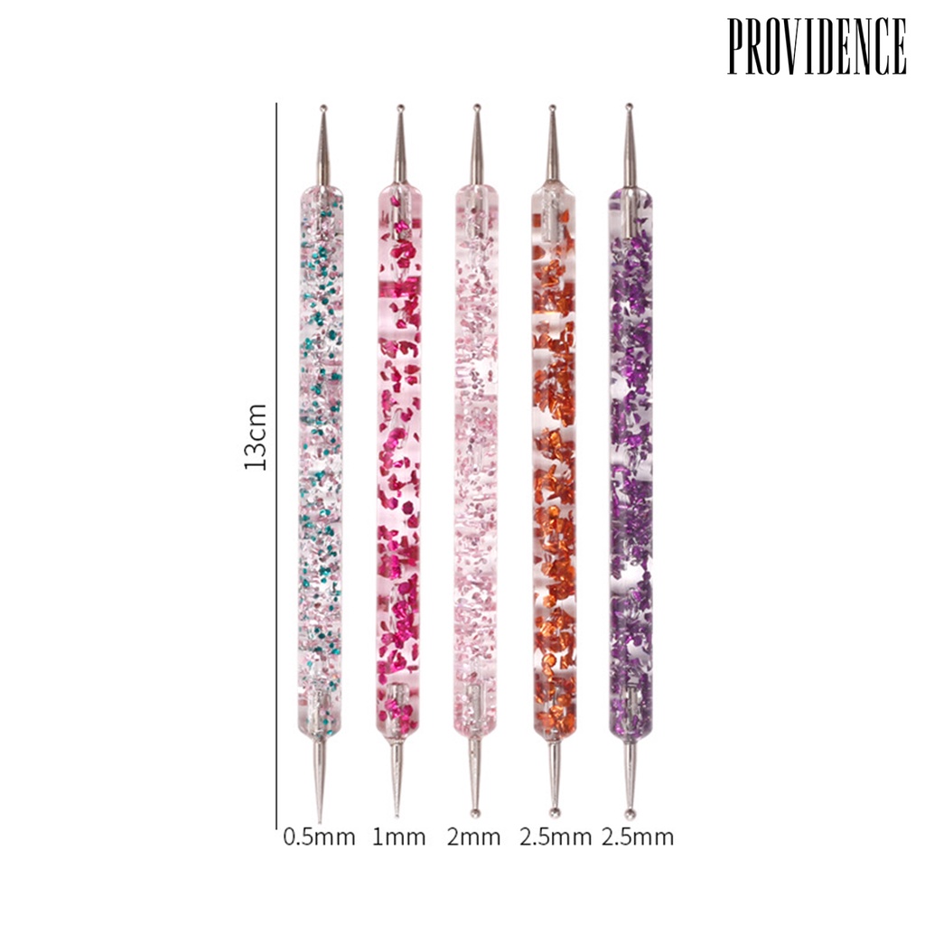 Providence 5pcs / Set Dotting Pen Nail Art Uv Gel Akrilik Kepala Ganda Untuk Manicure