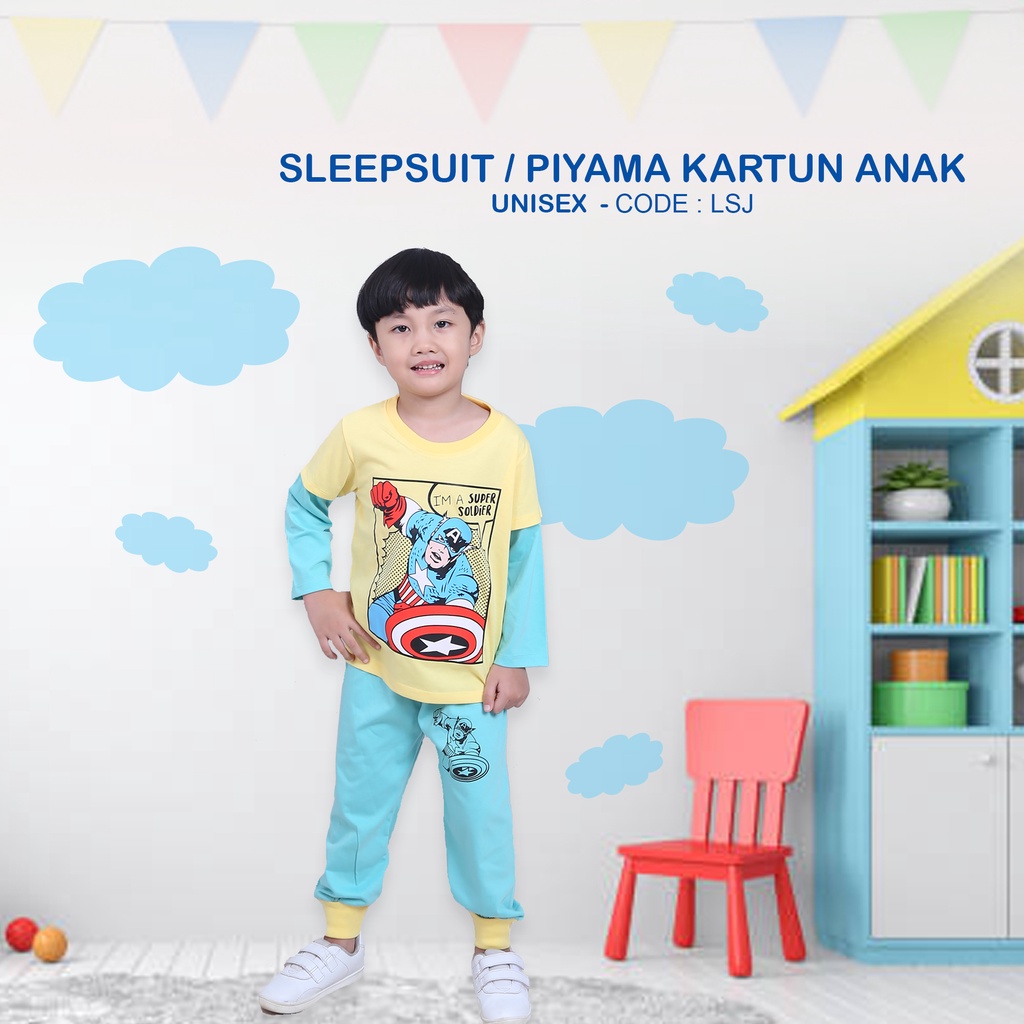 GUMKIDS PIYAMA ANAK - BAJU TIDUR ANAK - PIYAMA KAOS ANAK - SETELAN ANAK PANJANG 1 - 8 TAHUN