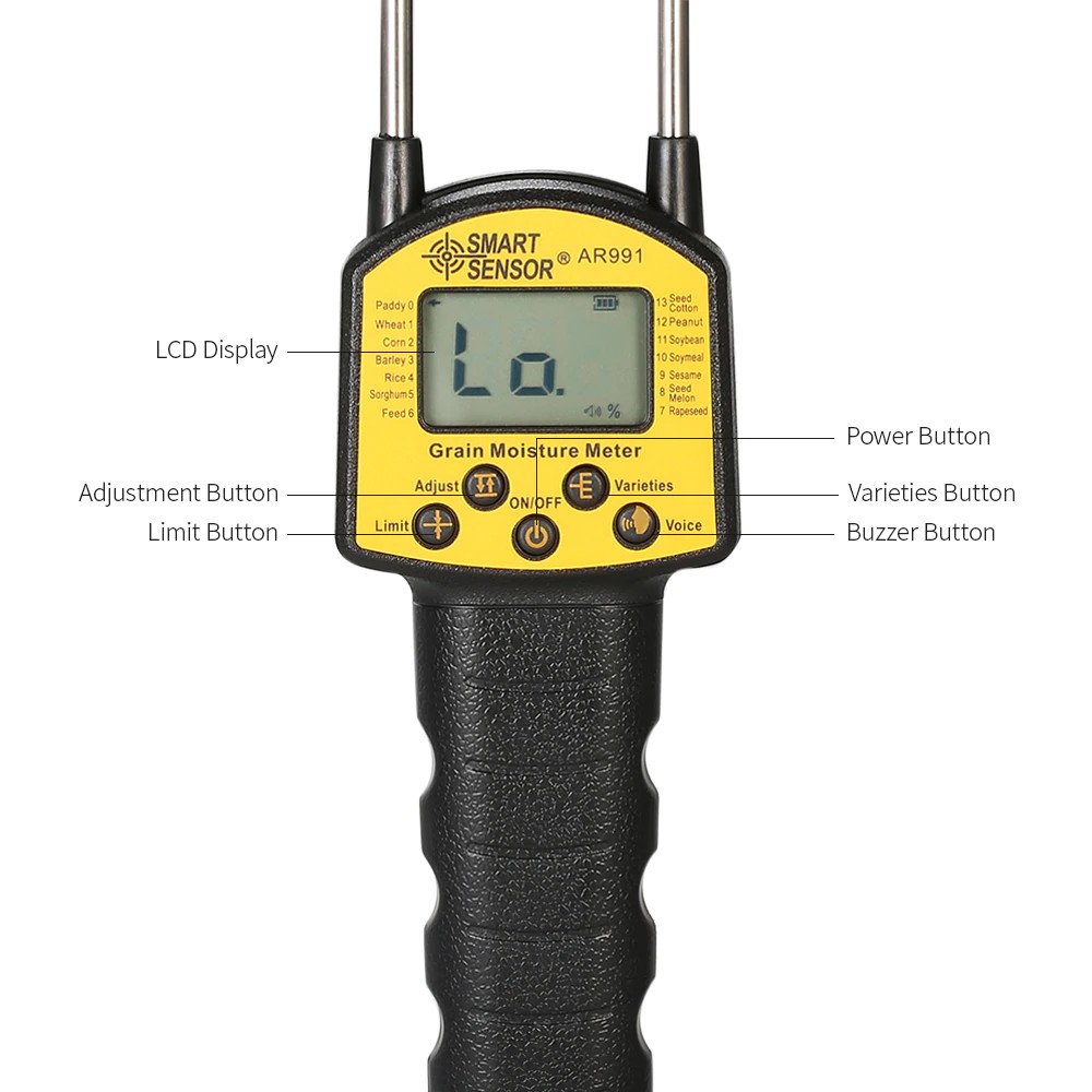 Grain Moisture Meter Pengukur Kadar Air AR991 Alat Kelembaban Kacang Gandum Jagung Beras Biji Bijian