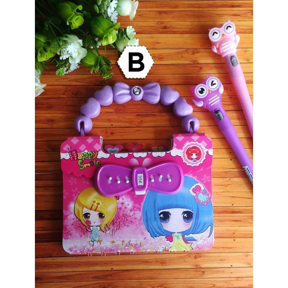 

HOT ITEM - Hard Cover Notebook / Diary Ring Dengan Kunci Password dan Tas Tenteng Kecil - Angel Baby