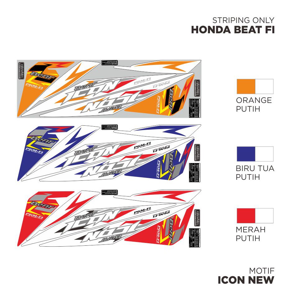 Striping Honda Beat FI 2013 2015 Stiker Variasi BEAT FI THAILOOK ICON NEW Shopee Indonesia