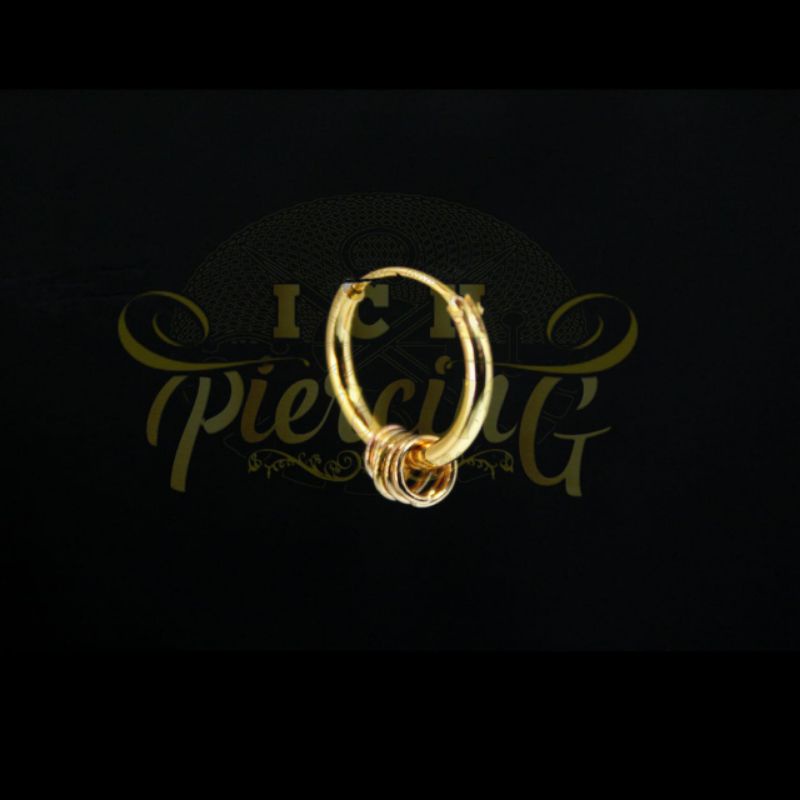 Anting Hoops Ring Gold 12mm Bahan Titanium