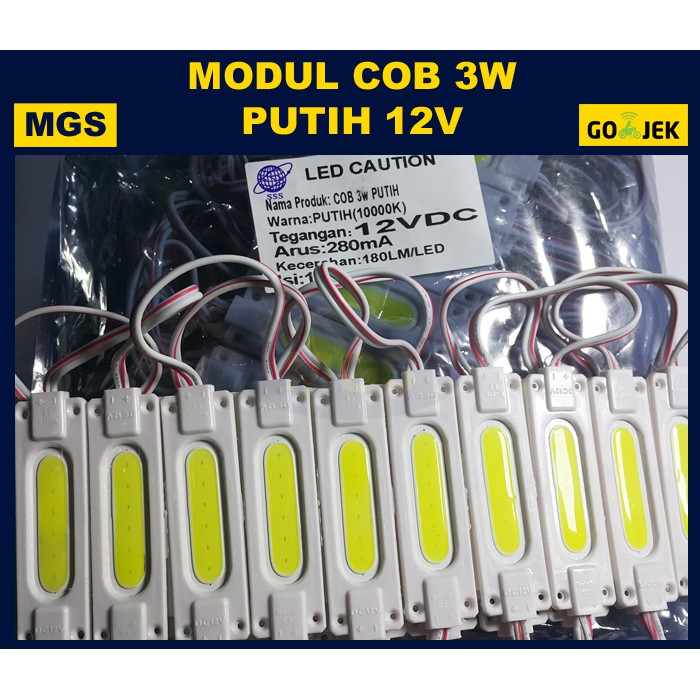 100PCS MODUL COB 3W PUTIH 12V