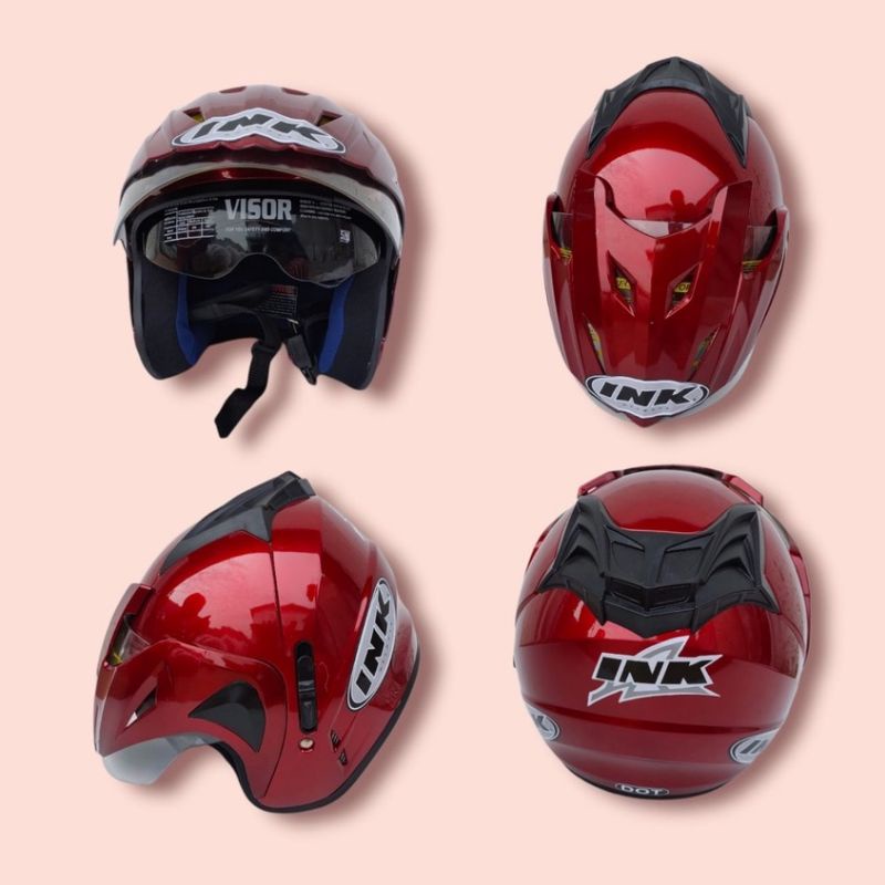 Helm Helem Half face Ink Double Visor Dynamic Pria Cowok Cewek Wanita Sni Honda Murah Centro Ori Ori