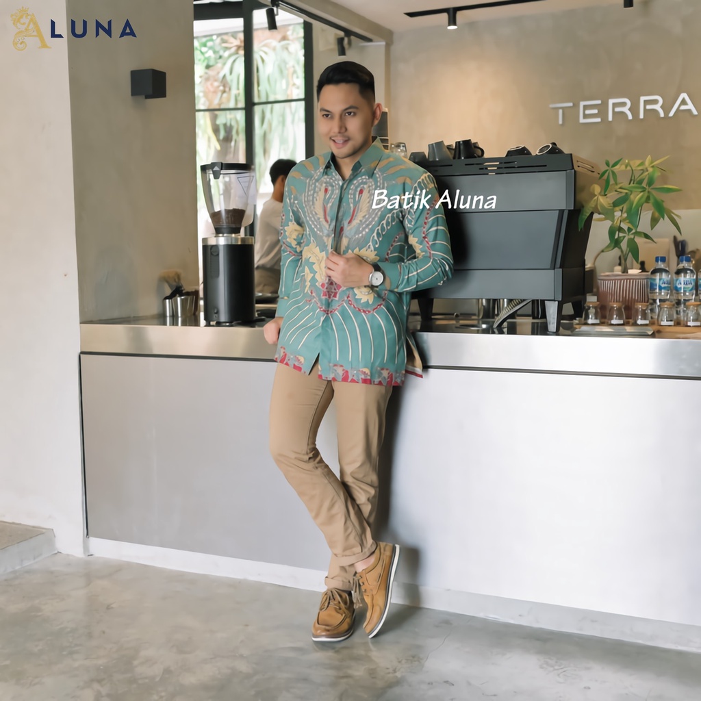 BAJU BATIK PREMIUM PRIA LENGAN PANJANG REGULAR MODERN KEMEJA BATIK KEKINIAN BATIK ALUNA PCW 116