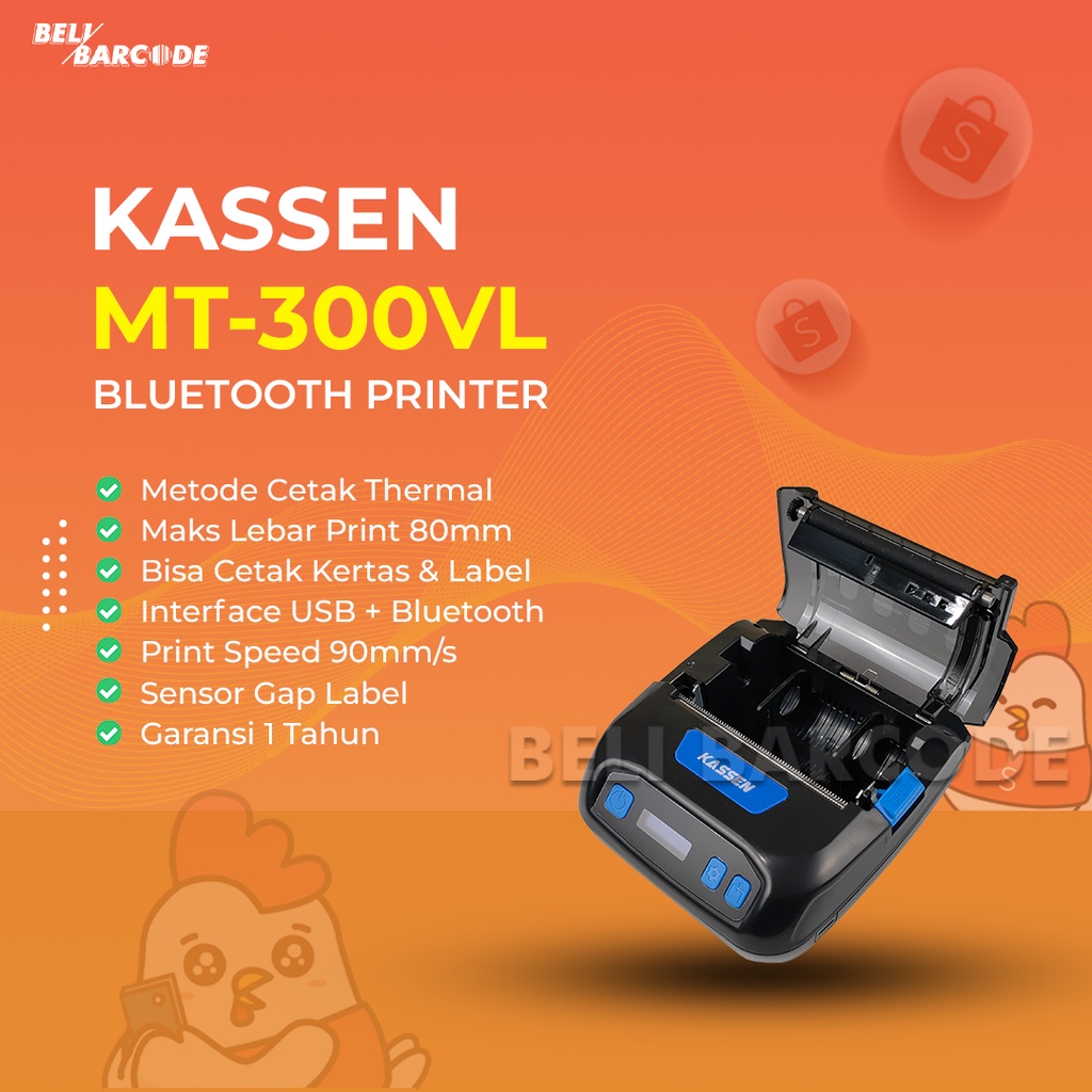 Printer Mini Label dan Kertas Bluetooth KASSEN MT-300VL