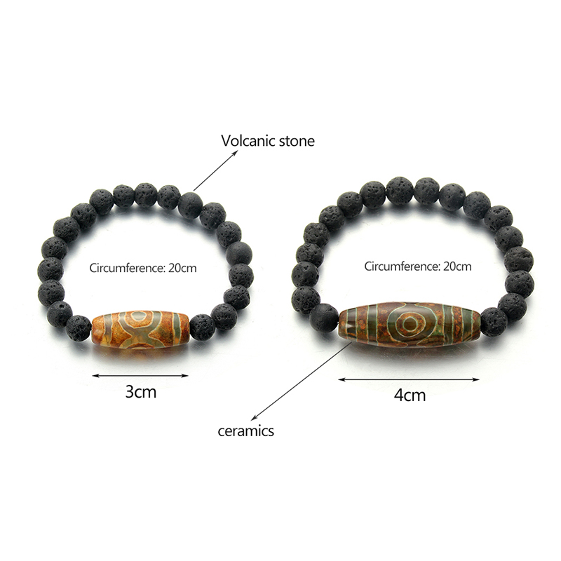 [Women &amp; Men Natural Lava Volcanic Stone Agate Beads Bracelet] [Stress Relief Healing Chakra Yoga Lucky Bracelet] [Jewellery Accessories Gifts]
