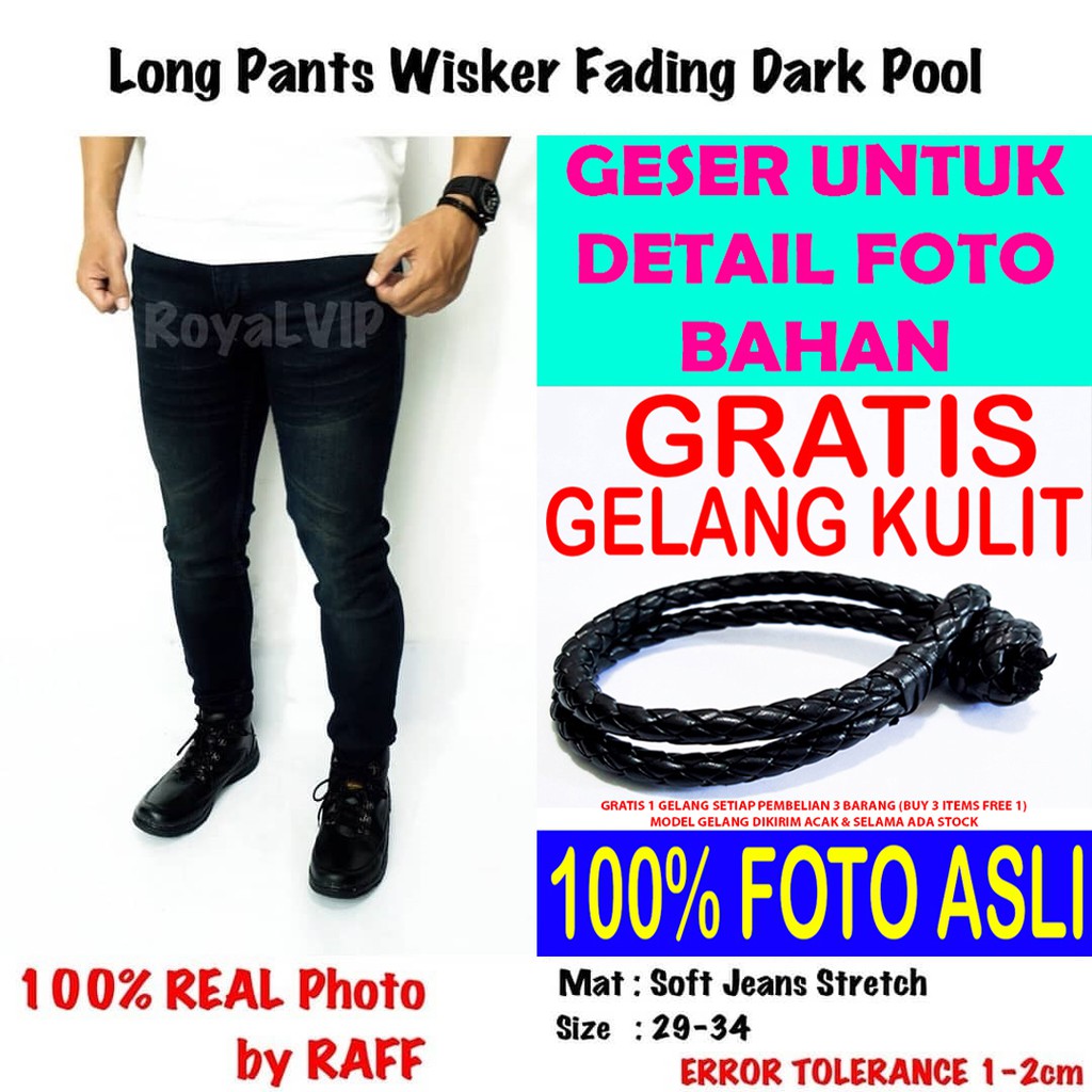  Celana  Panjang  Soft Jeans Biru Tua ROYALVIP PRIA  COWOK 