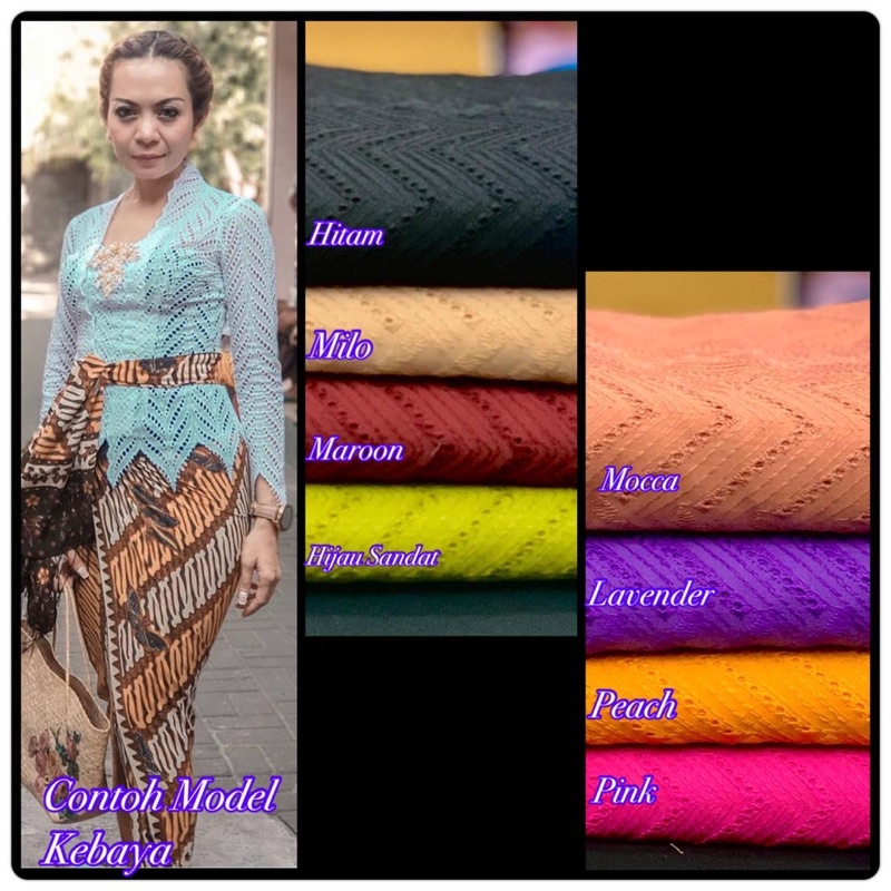 Kain Katun Bordir lubang Pyramid 8 Warna