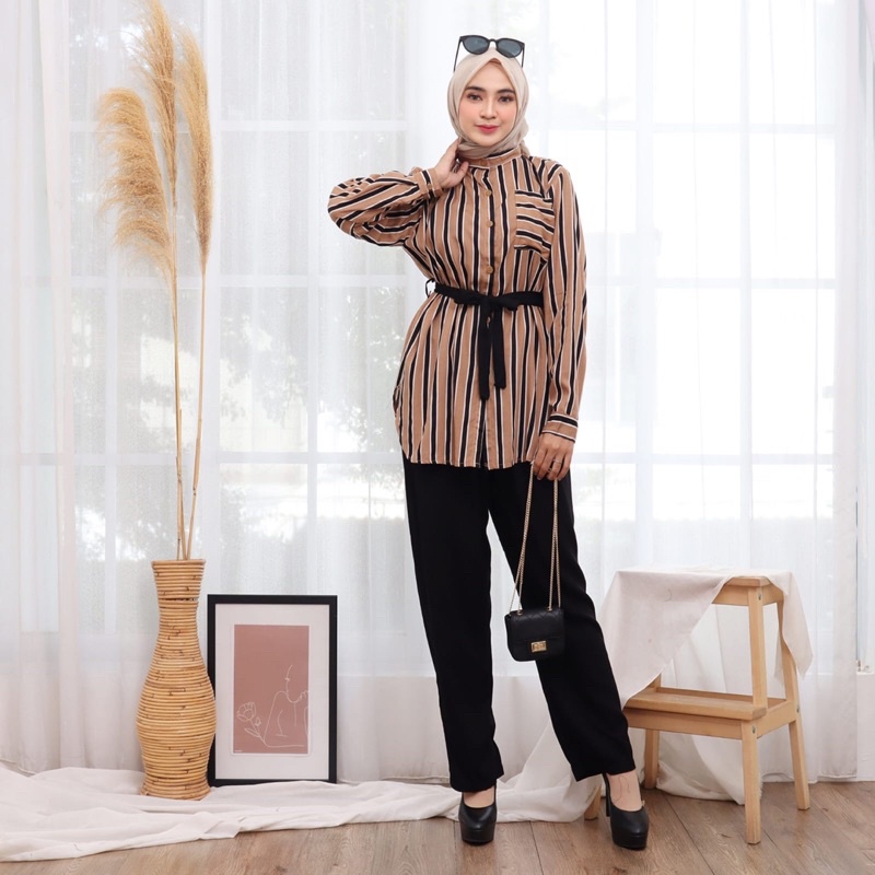 SETCEL RAYON SALUR STELAN JUMBO BUSUI KANCING ZOYA STRIP SET MURAH GROSIR PGMTA MUSLIM LEBARAN