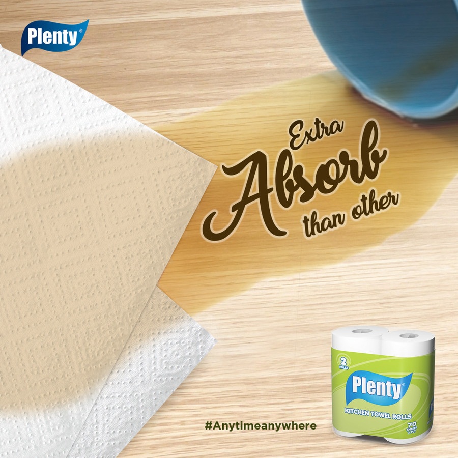 TISU DAPUR GULUNG PLENTY® 70 SHEETS X 2 ROLL KITCHEN TOWEL