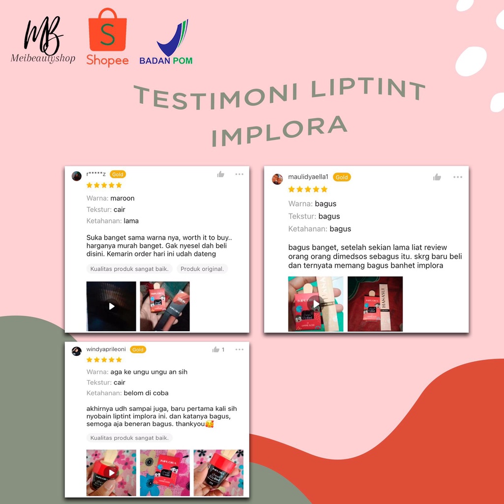 Implora Cheek &amp; Lip Tint Es Krim Bibir Liptint | Jelly Tint Baru BPOM Ice Cream