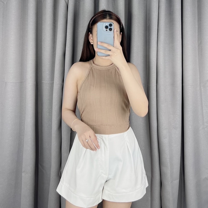 Wilona Halter rib | Crop top korea halter | Korea crop top