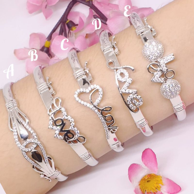 gelang bangle dewasa lusinan silver isi 12 pcs Random