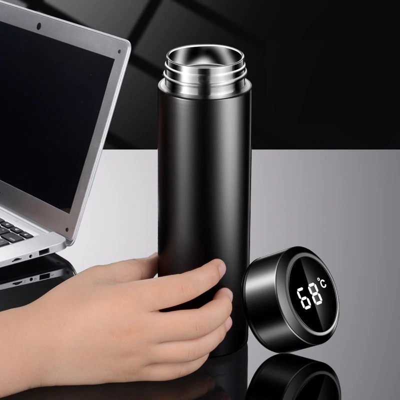 OneTwoCups Botol Minum Thermos Suhu LCD Thermal Smart Mug Stainless Steel 500ml - OTC001 - Black