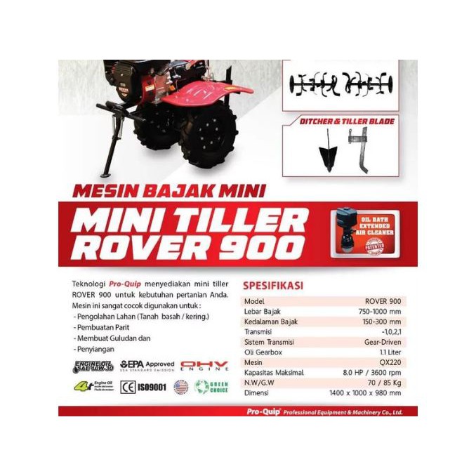 Mesin Bajak Mini Proquip Rover900 / Mini Tiller Cultivator Proquip Rover 900