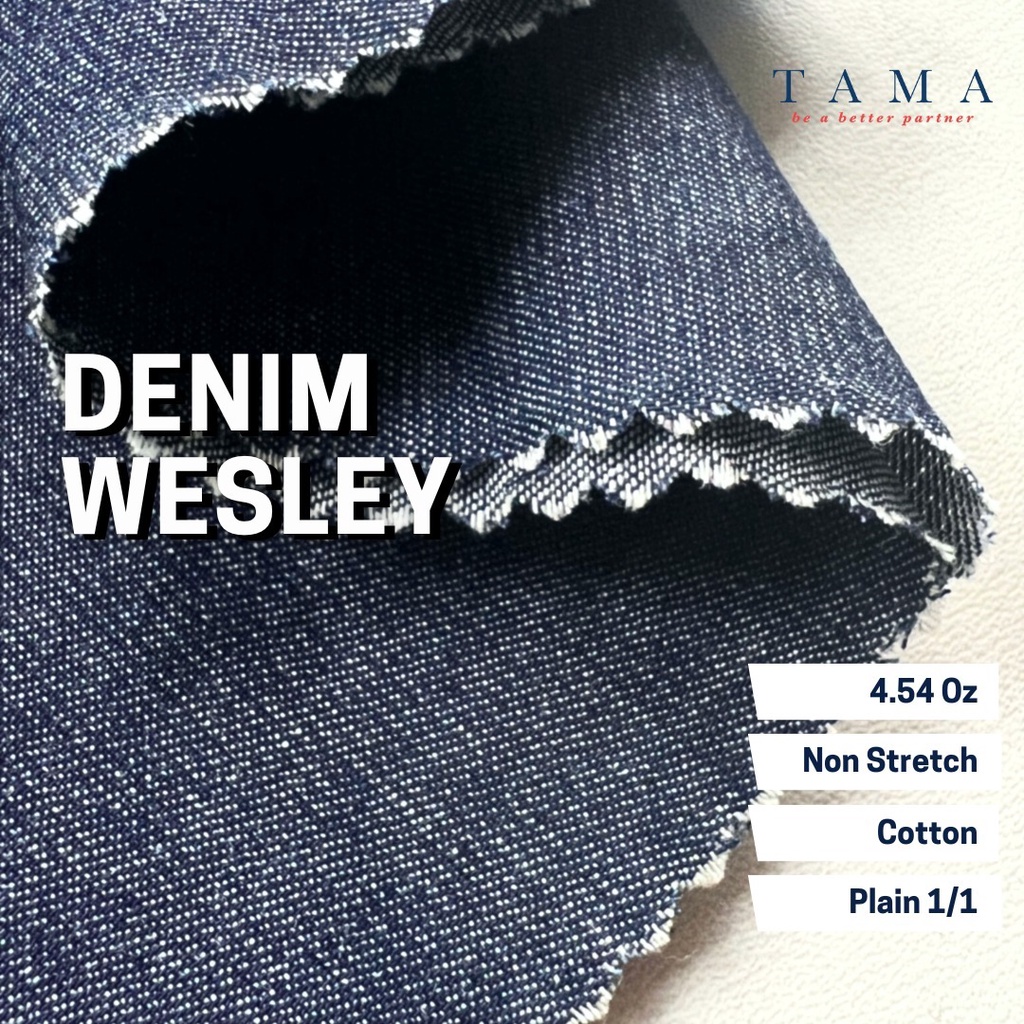 Kain Soft Denim Washing Bahan Kemeja Jeans Levis Tipis Non Stretch 4,5 Oz Kualitas Premium Wesley