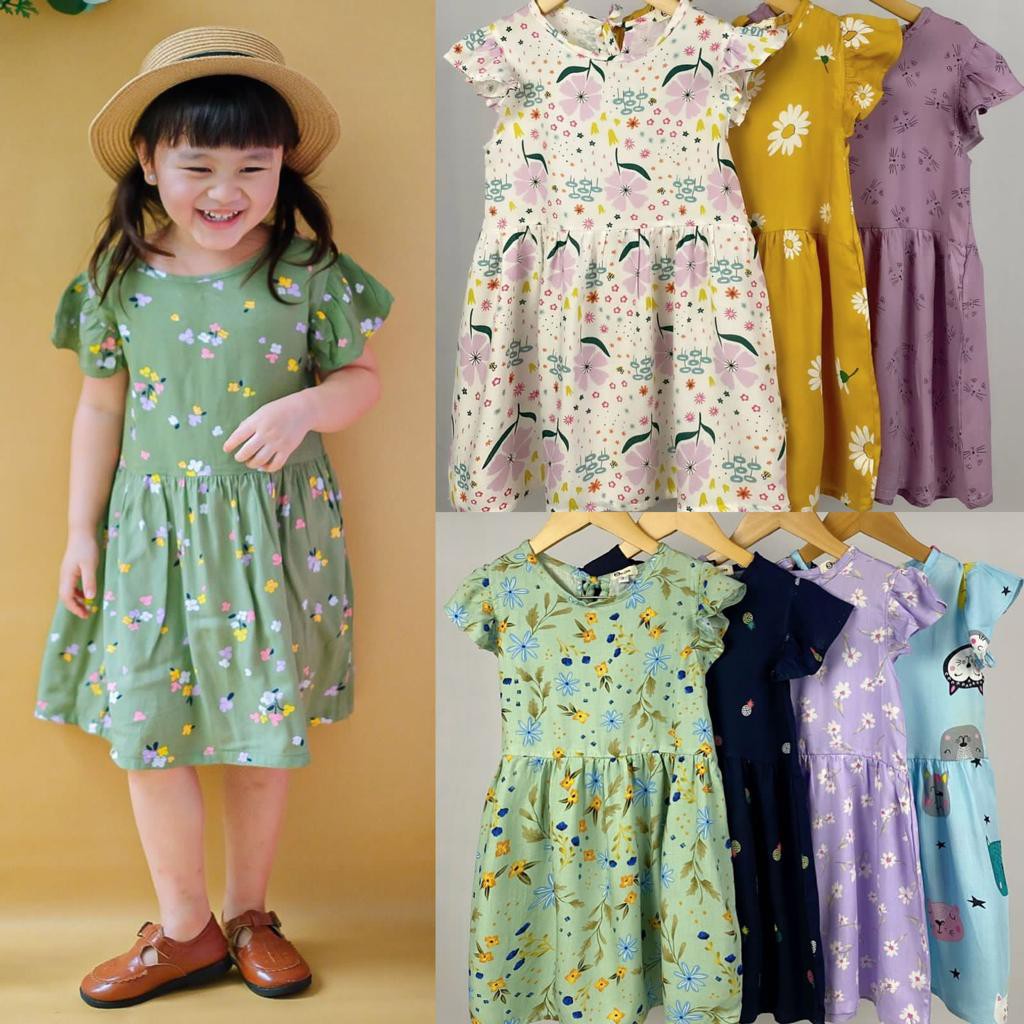 Dress Rayon Anak Emely Smilee  Size 1-5 Tahun