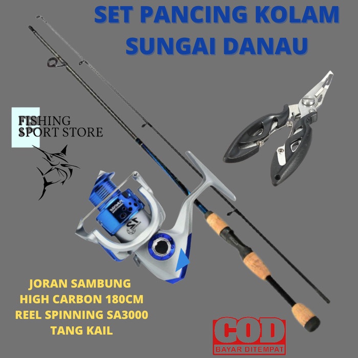 Set Pancing Kolam Sungai Joran Reel Mata Kail Stik 180Cm Katrol Sa3000