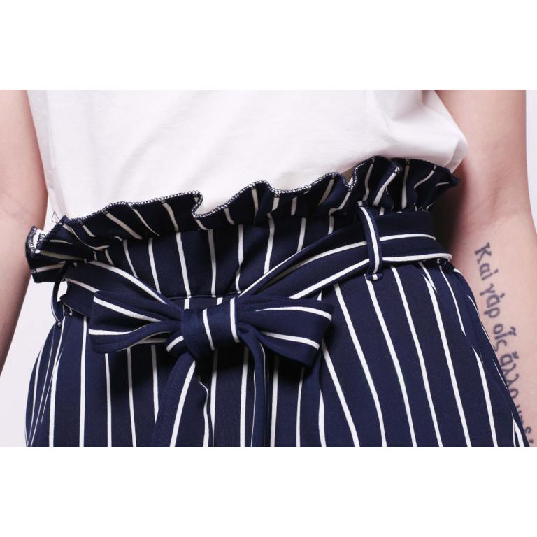 [ READY SURABAYA ] Celana Garis Salur - Stripe Paper Bag Short Pants / Pinstripe Skinny Trousers