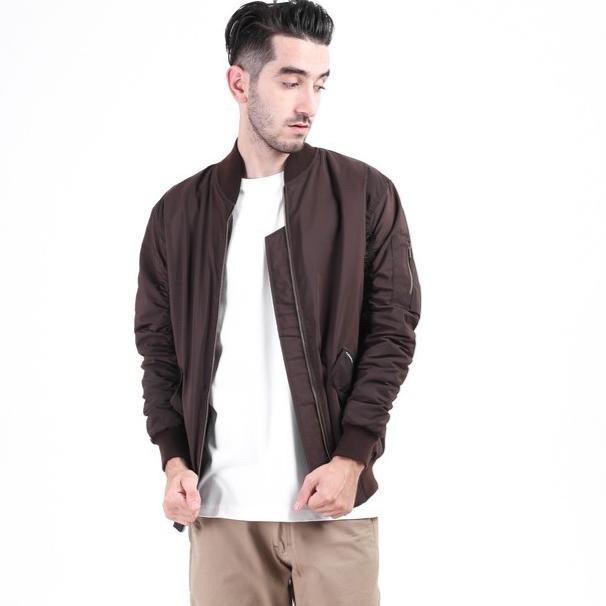 Cottonology Jaket Bomber Pria Coklat