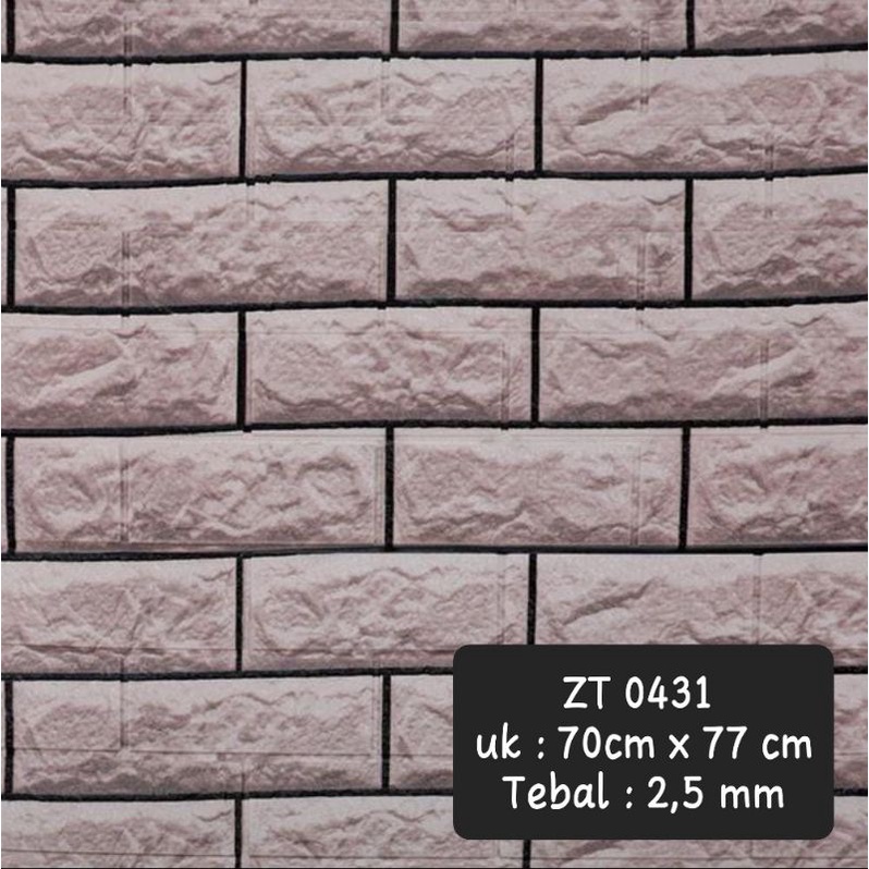 WALLPAPER FOAM 3D TIMBUL BATA ALAM / BATU BATA MERAH MARMER TINGGAL TEMPEL HIASAN PEREKAT DINDING-1