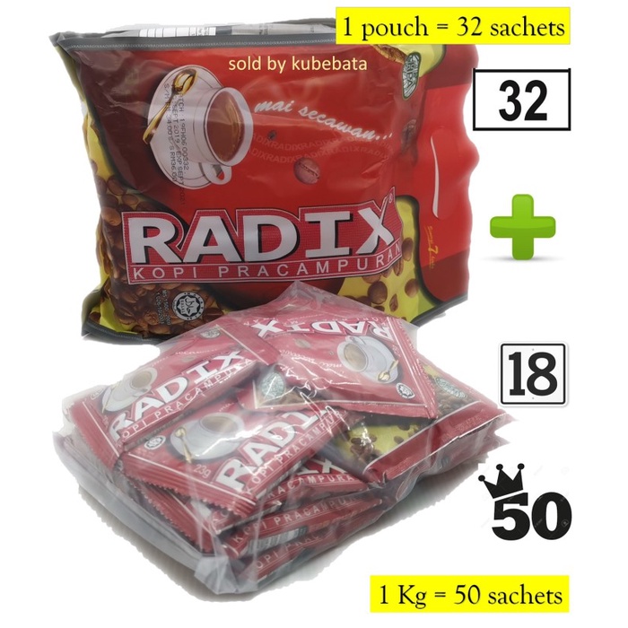 

DISKON - (BISA COD) 1KG 50 shacets Kopi Radix HPA Malaysia Impor Original Hemat Ongkir