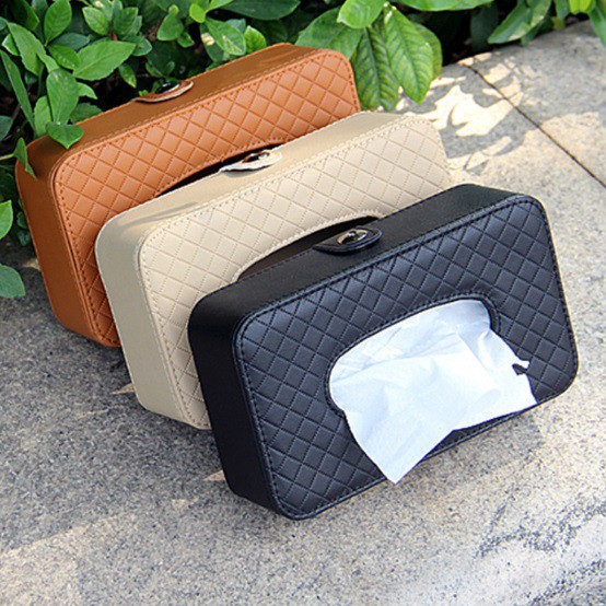 PU Car face paper box Sun visor Hanging tissue box Car toilet paper box Car face box clip sunroof