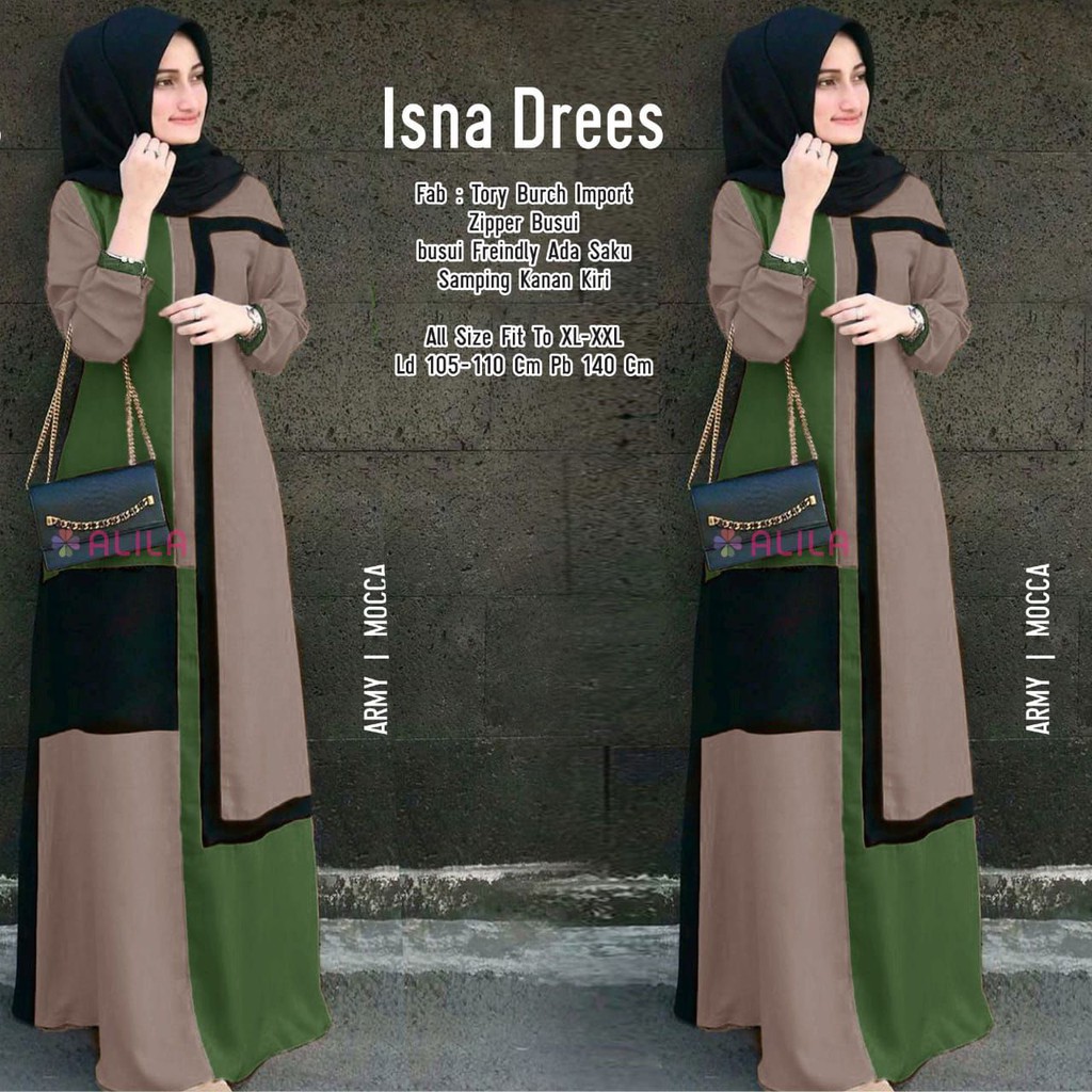 ISNA DRESS BAHAN TORY BURCH IMPORT GAMIS BY ALILA BUSUI FRIENDLY ARMY MOCA